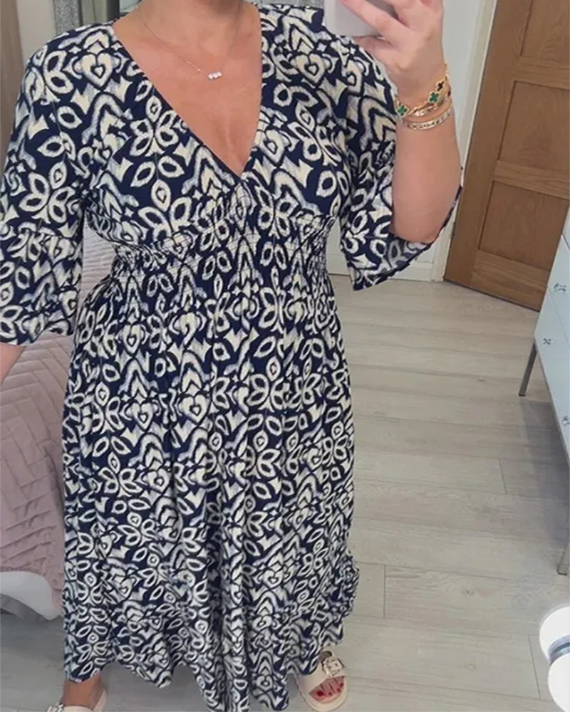 Robe longue imprimée rouge