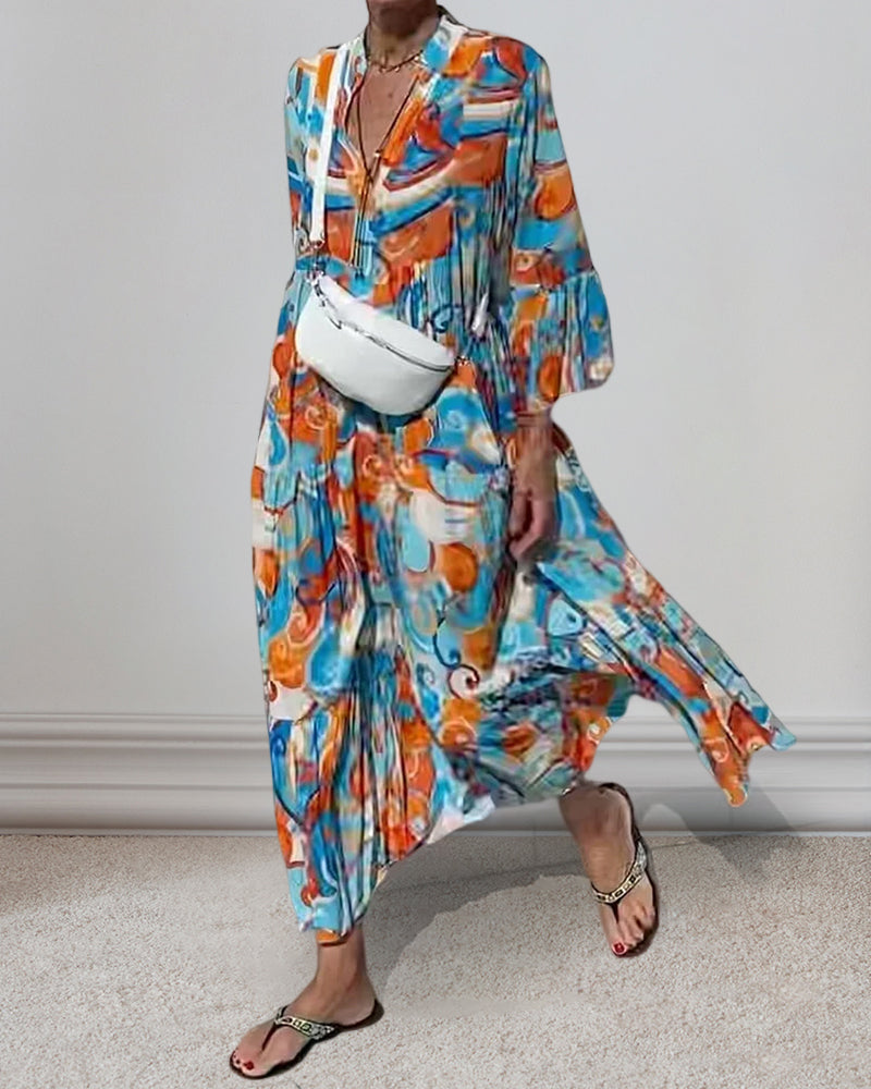 Robe à manches volantées et col en V