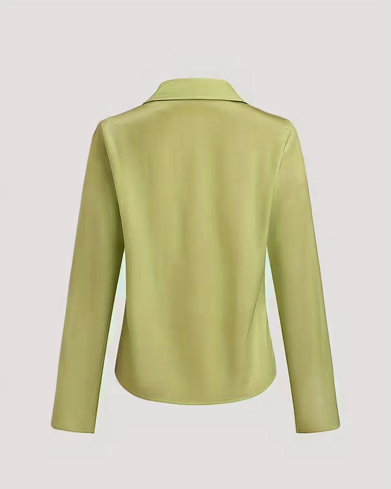Blouse Revers Épaule Droite Imprimée