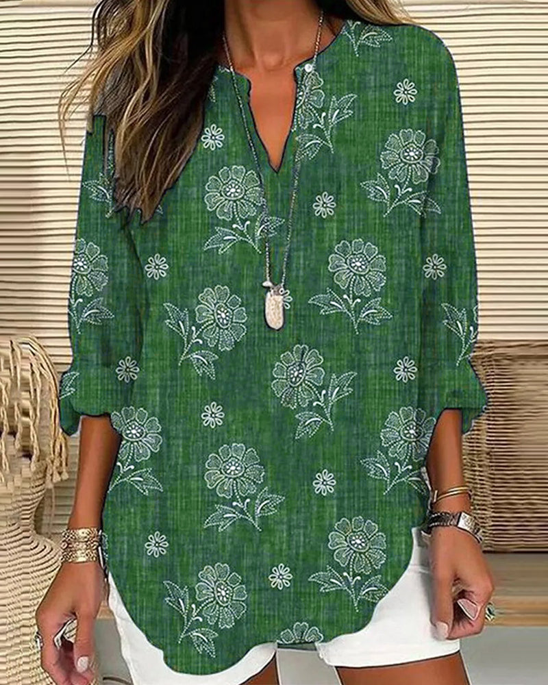 Blouse décontractée à imprimé floral