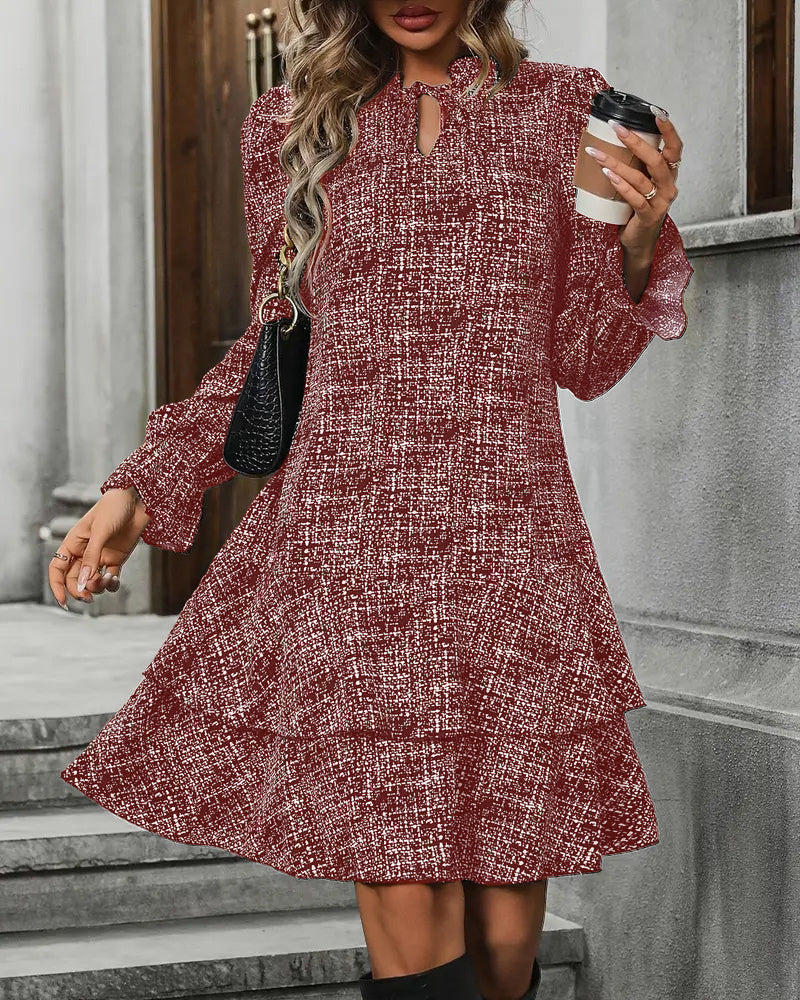 Robe Élégante À Manches Évasées Rayée