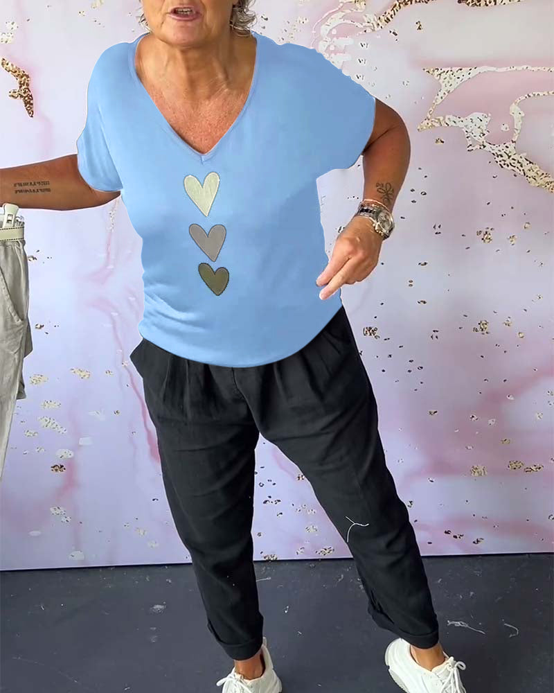 Blouse love manches courtes col V