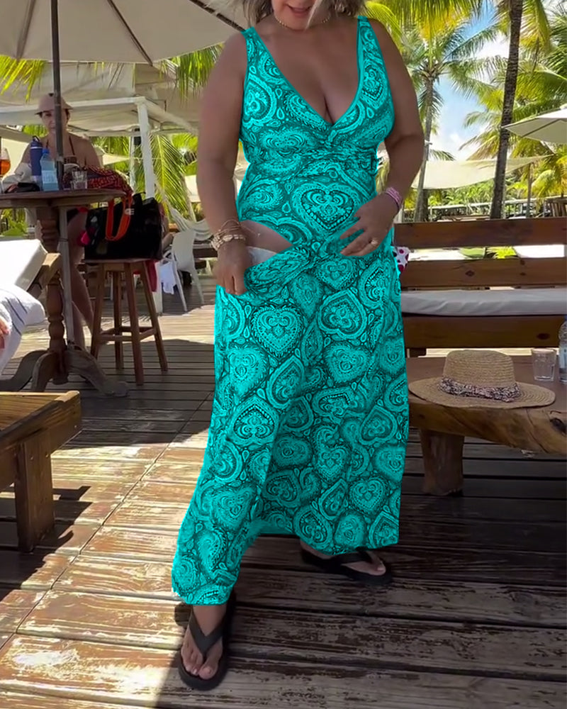 Maillot de Bain Sans Bretelles Cœur Imprimé Vacances