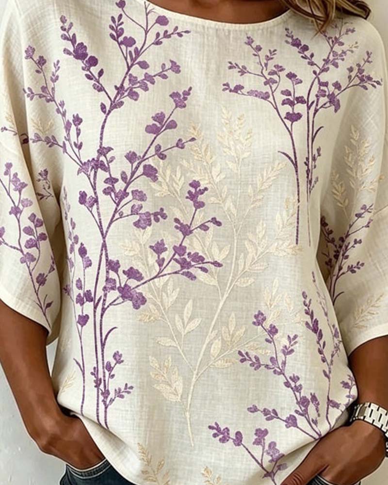 Blouse Col Rond Patchwork Lâche