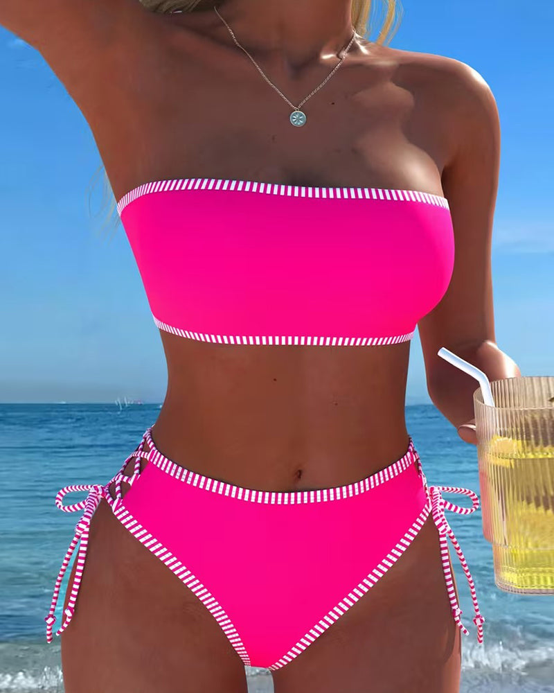 Bikini Bretelle Amovible Color-Block Deux-Pièces