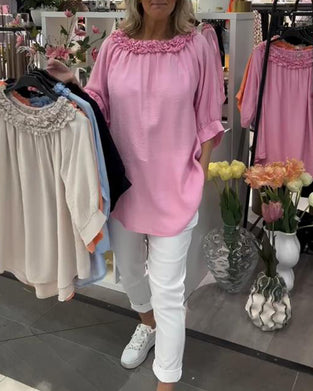Blouse Manches Courtes Fleurie Large