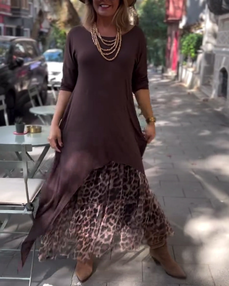 Robe À Manches Longues De Couleur Unie Irrégulière