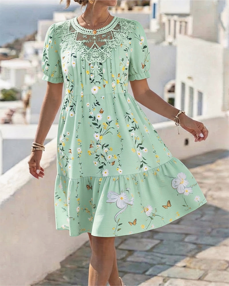 Robe Daisy Dentelle Manche Courte Vacances