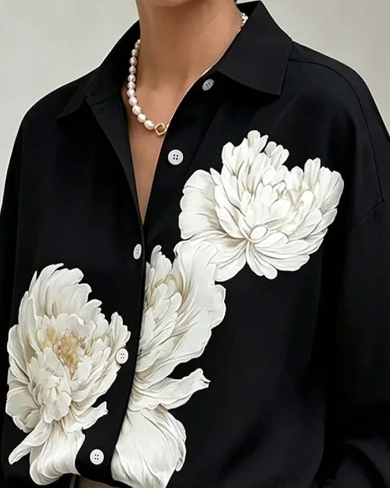 Chemise Imprimé Floral Revers