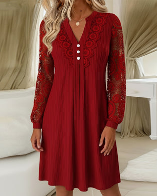 Robe Dentelle Patchwork Col V