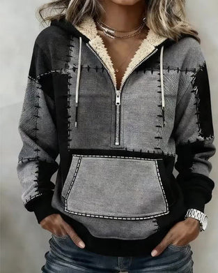 Sweat À Capuche Mi-Éclair Avec Poche