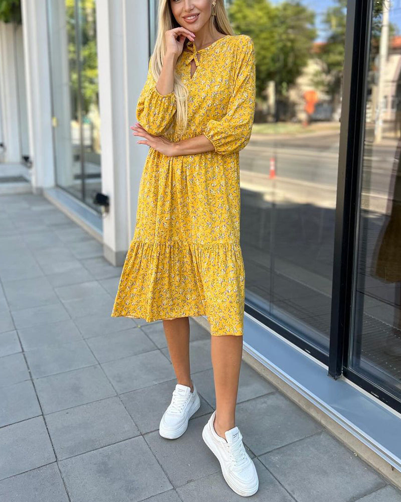 Robe décontractée plissée à fleurs fraîches