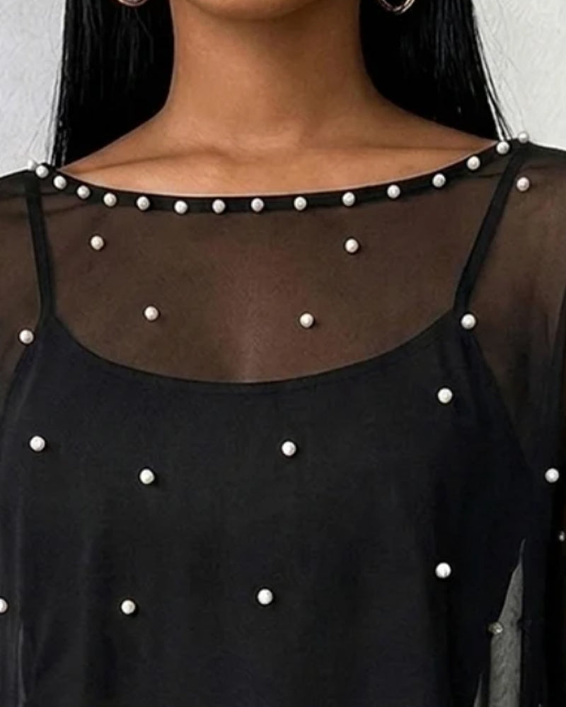 Blouse Col Rond Fente Décontractée