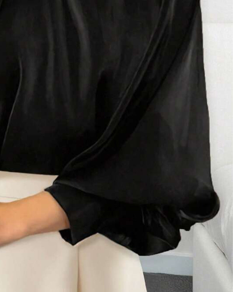 Chemise À Manches Ballon Et Col Haut