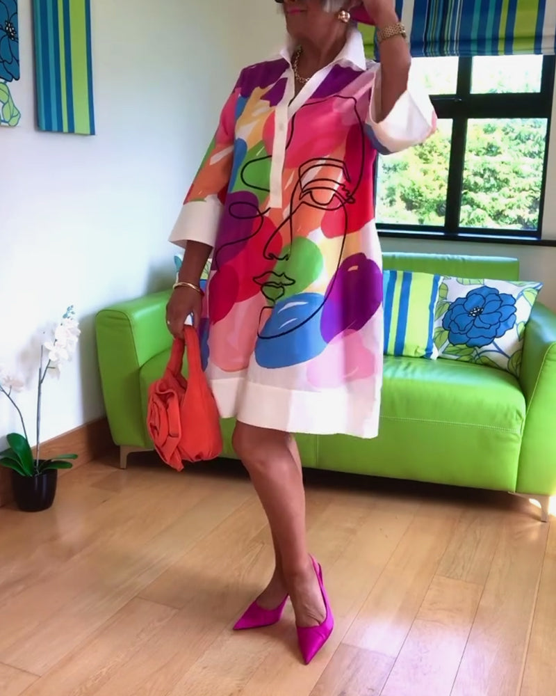 Robe à imprimé portrait couleur revers