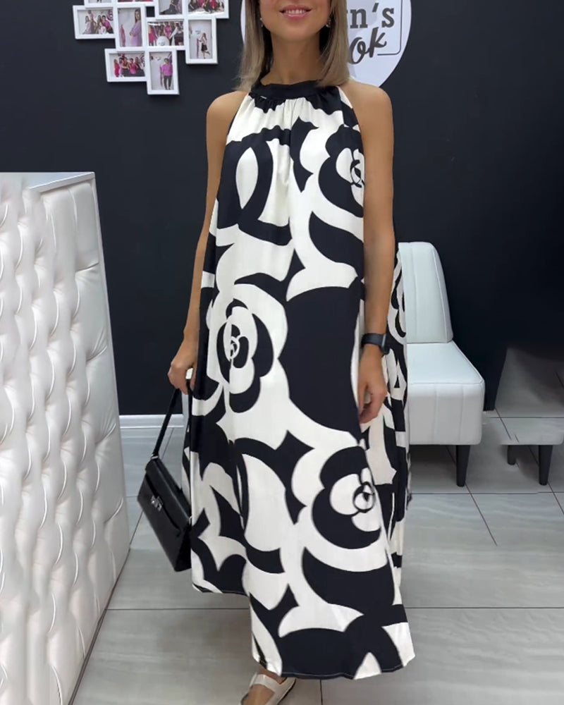 Robe imprimée élégante sans manches