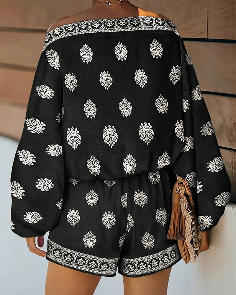 Ensemble Femmes 2 Pièces Tenue Boho Haut Et Shorts