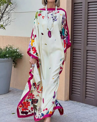 Robe Off-Shoulder Contraste Lâche Vacances