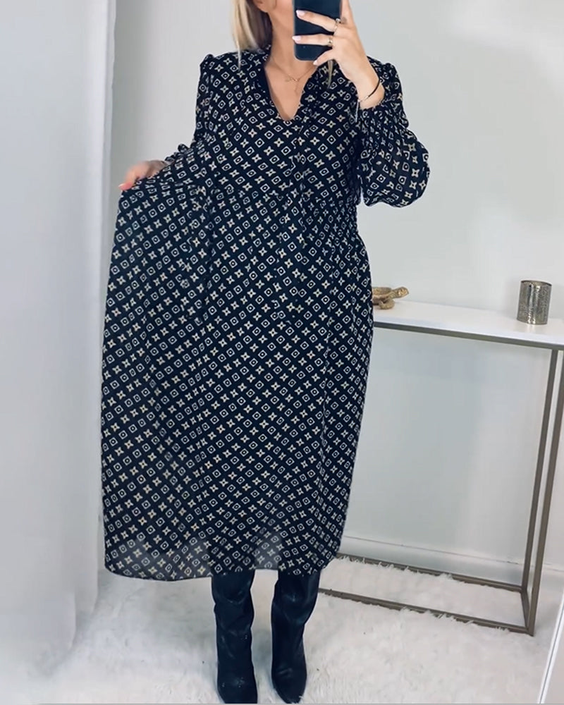 Robe avec imprimé et taille cintrée