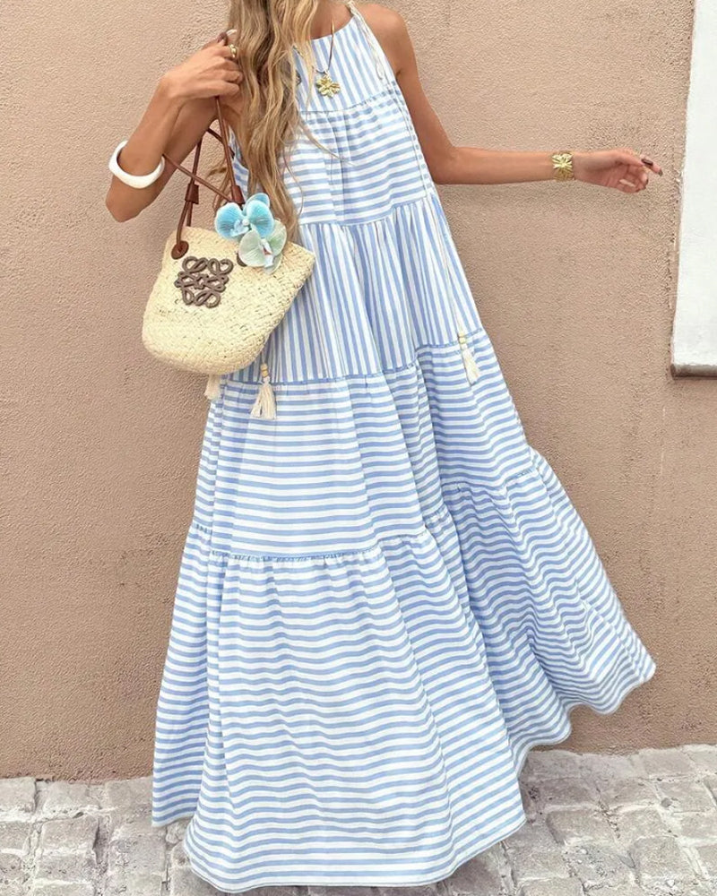 Robe Rayée Halter Superposée