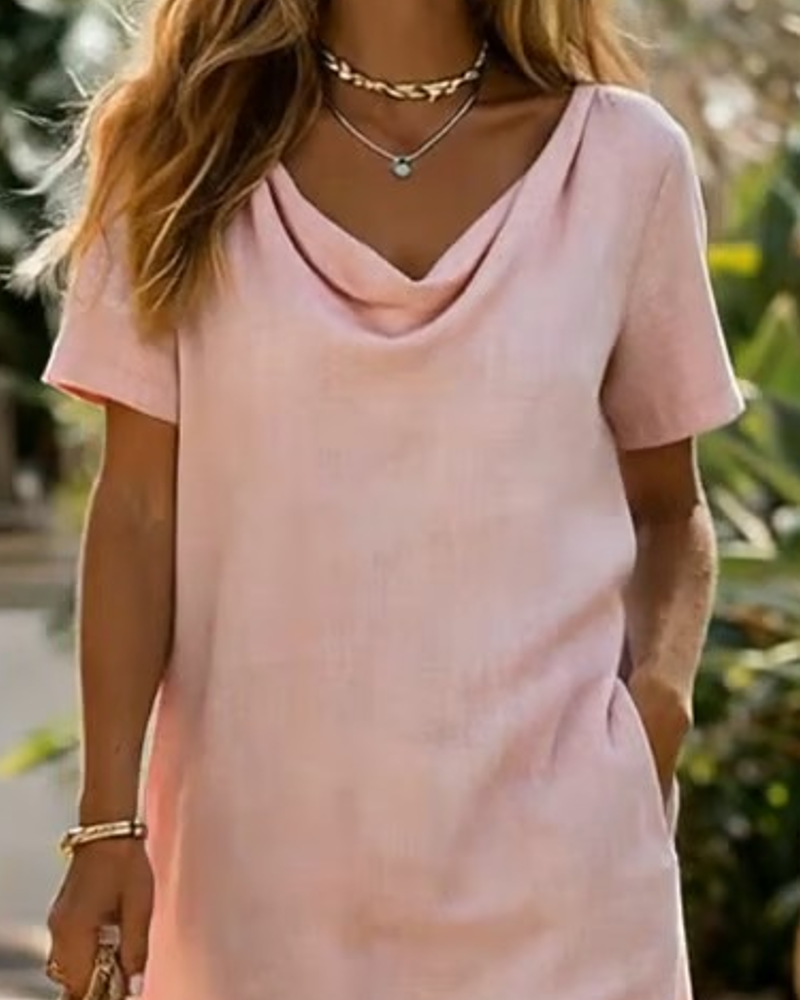 Robe Coupe Droite Avec Col Drapé
