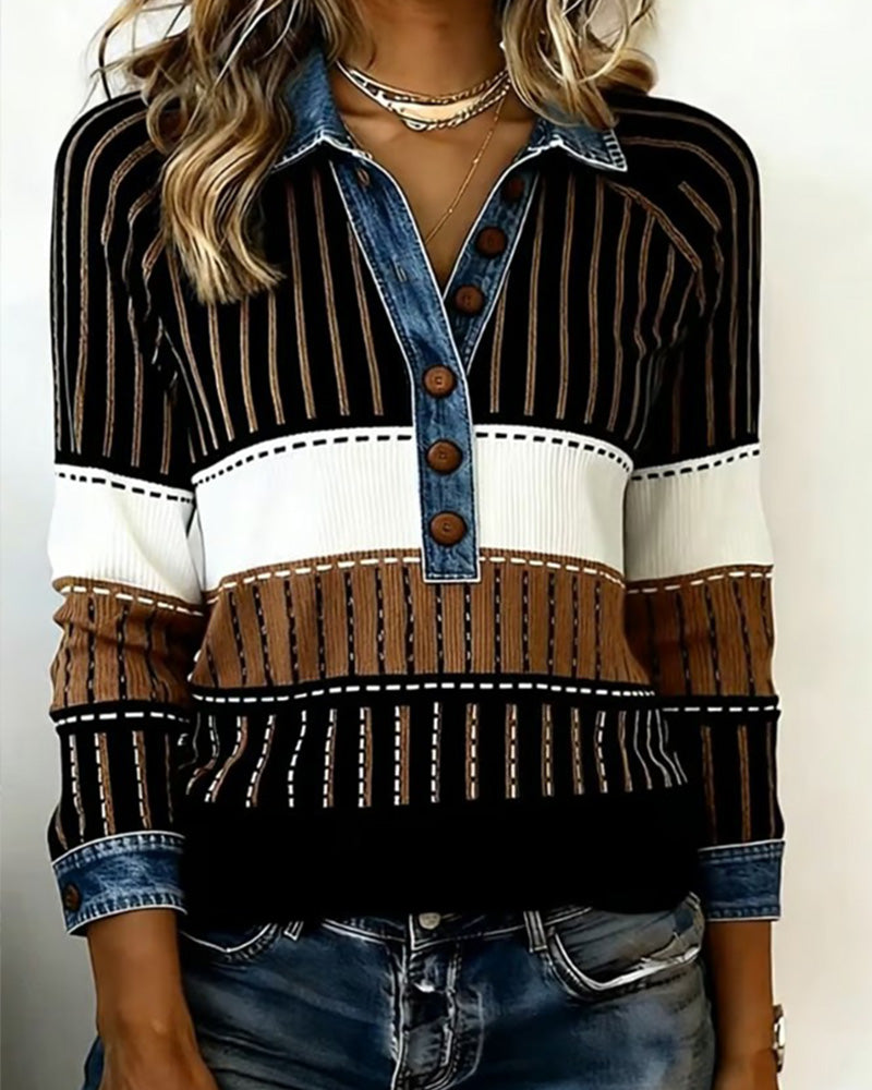 Un Sweat Polyvalent Color-Block À Col Boutonné