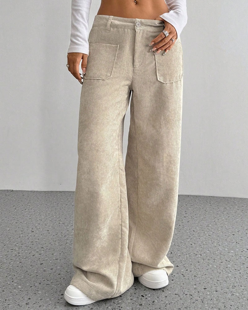 Pantalon Devant Dos Poche Unie Jambe Droite Long