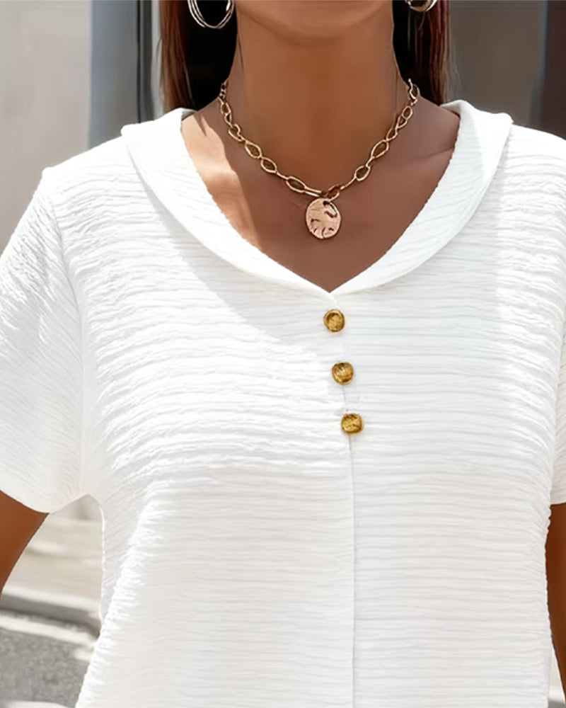 T-Shirt Col Peter Pan Trois Boutons