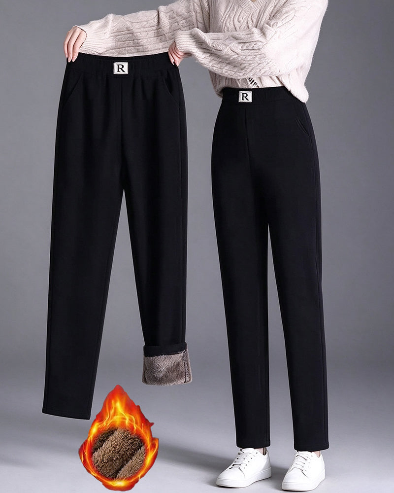 Pantalon Taille Haute Doublé Polaire Épaissi Jogger
