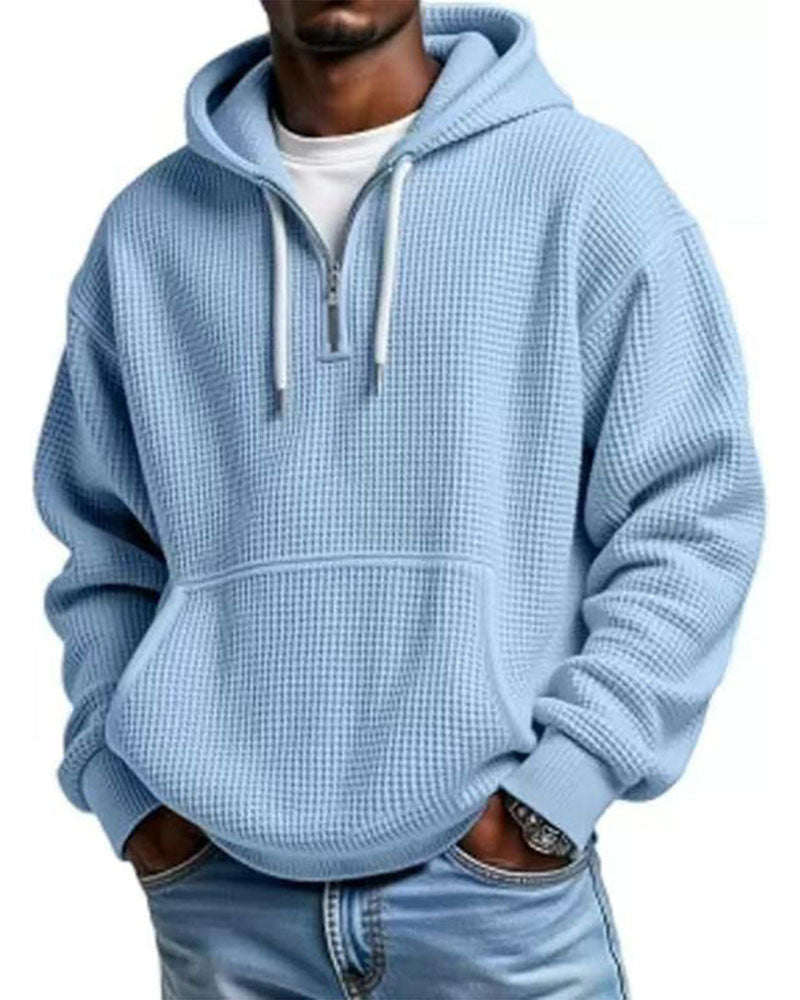 Hoodie Homme Unie Fermeture Éclair Pull
