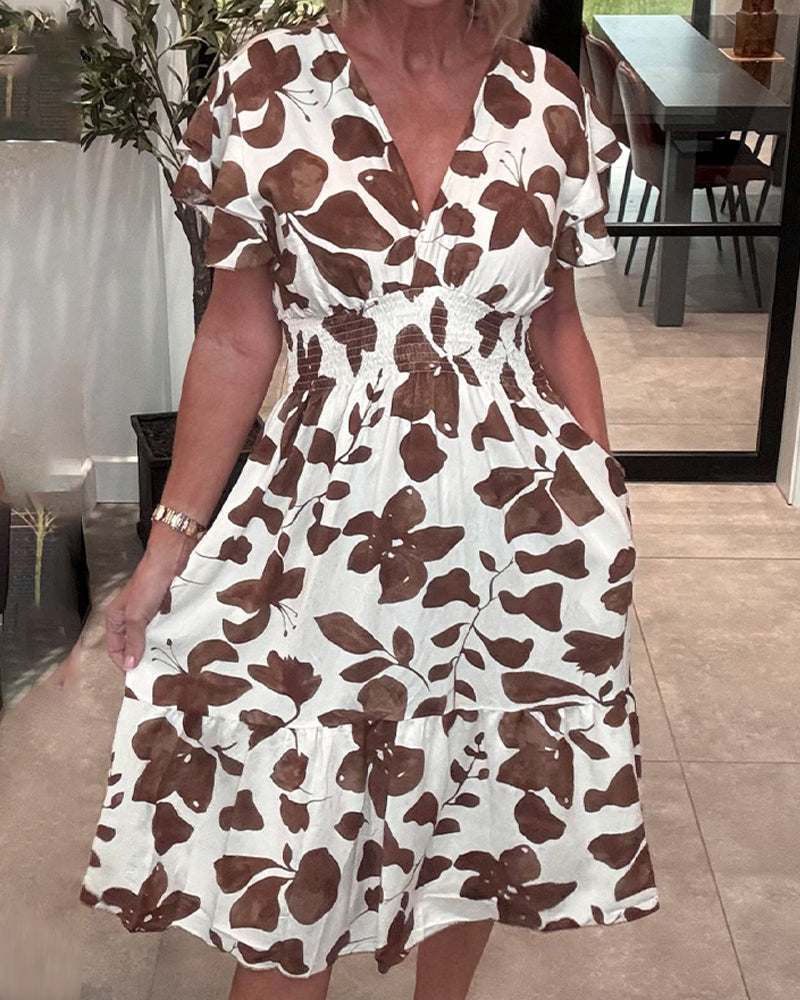 Robe Papillon Imprimé Col V
