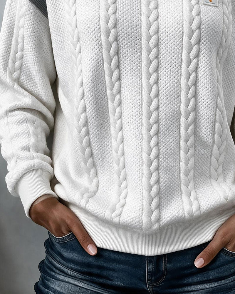 Sweatshirt Col Rond Torsadé Bloc De Couleur
