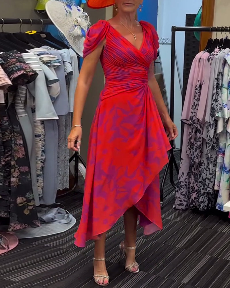 Robe imprimée fendue plissée