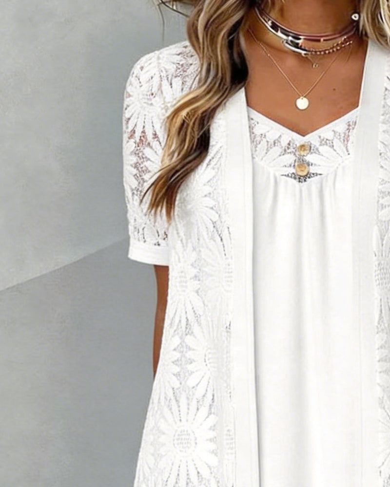 Robe Marguerite Dentelle Faux Deux-Pièces