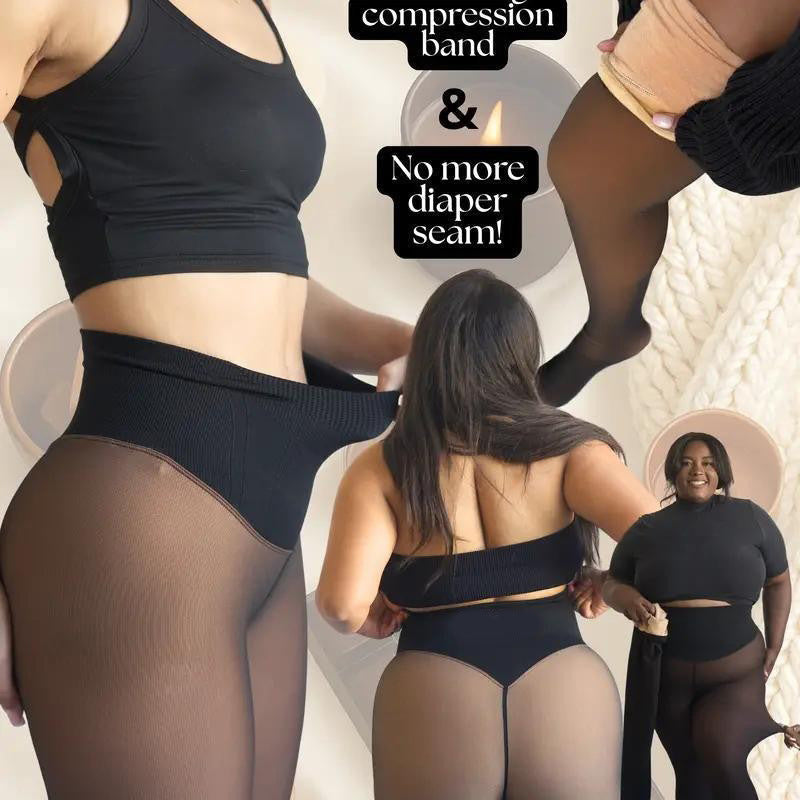 Leggings Moulants Doublés Polaire À Couture Unique