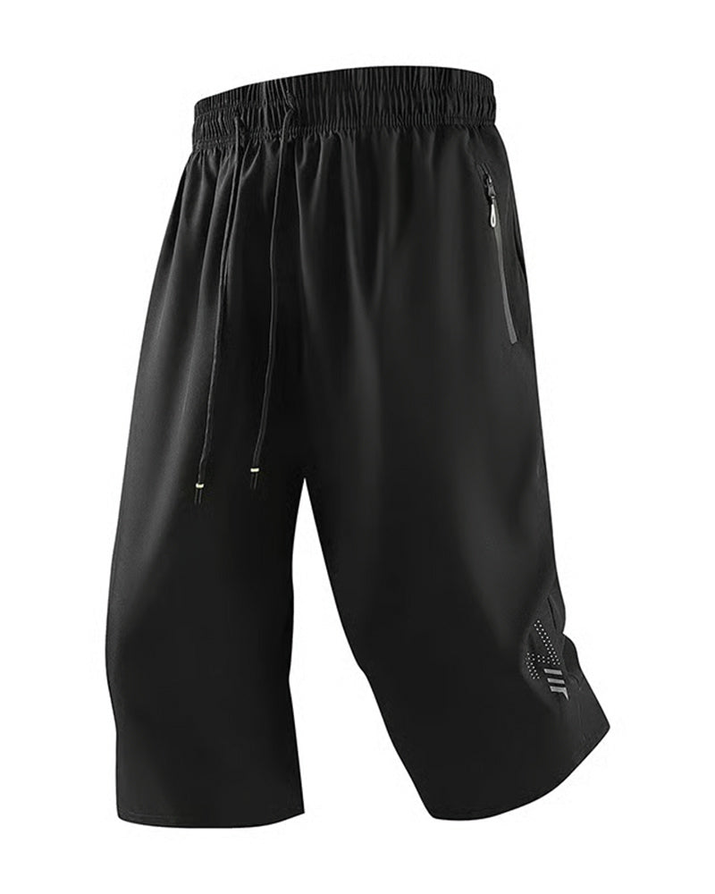 Pantalon Taille Élastique Poche Fermeture Éclair Cordon