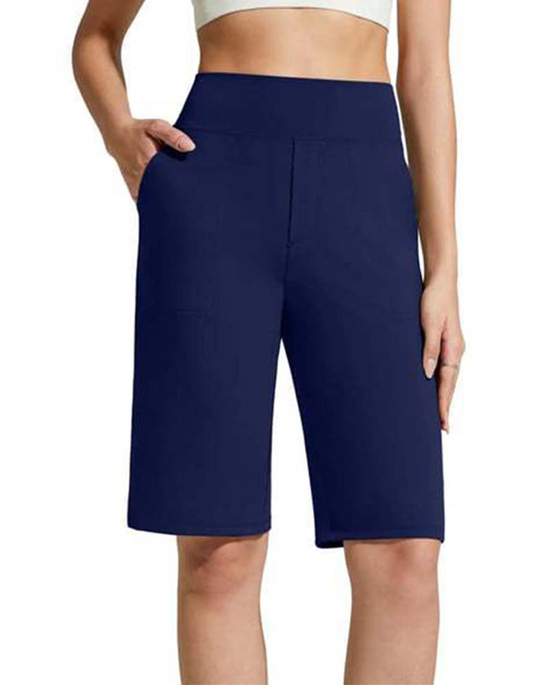 Pantalon Couleur Unie Taille Haute Jambe Droite