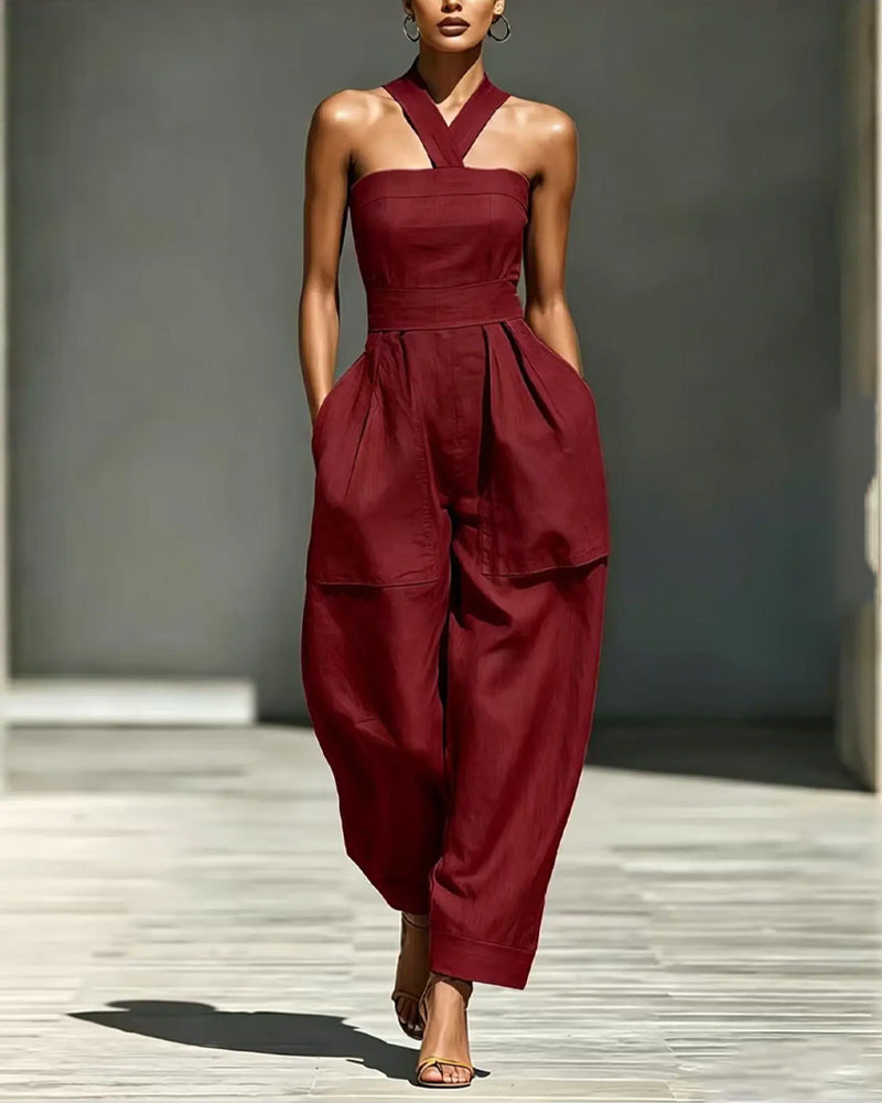 Combinaison Col Halter Décolleté Épaules Larges