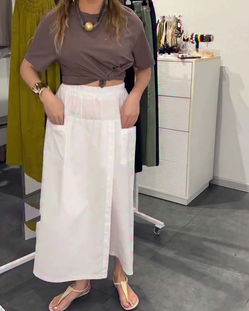 Pantalon Décontracté Style Tablier Cheville