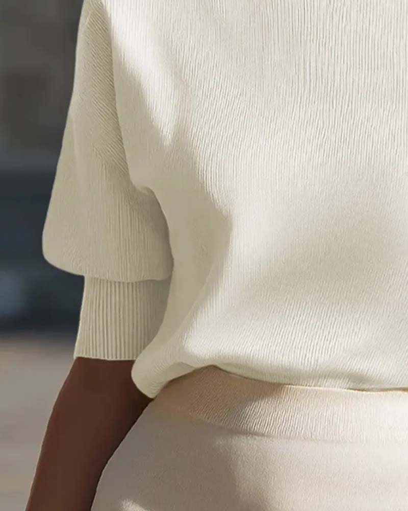Pull-Over Col Mi-Roulé Manche Bouffante