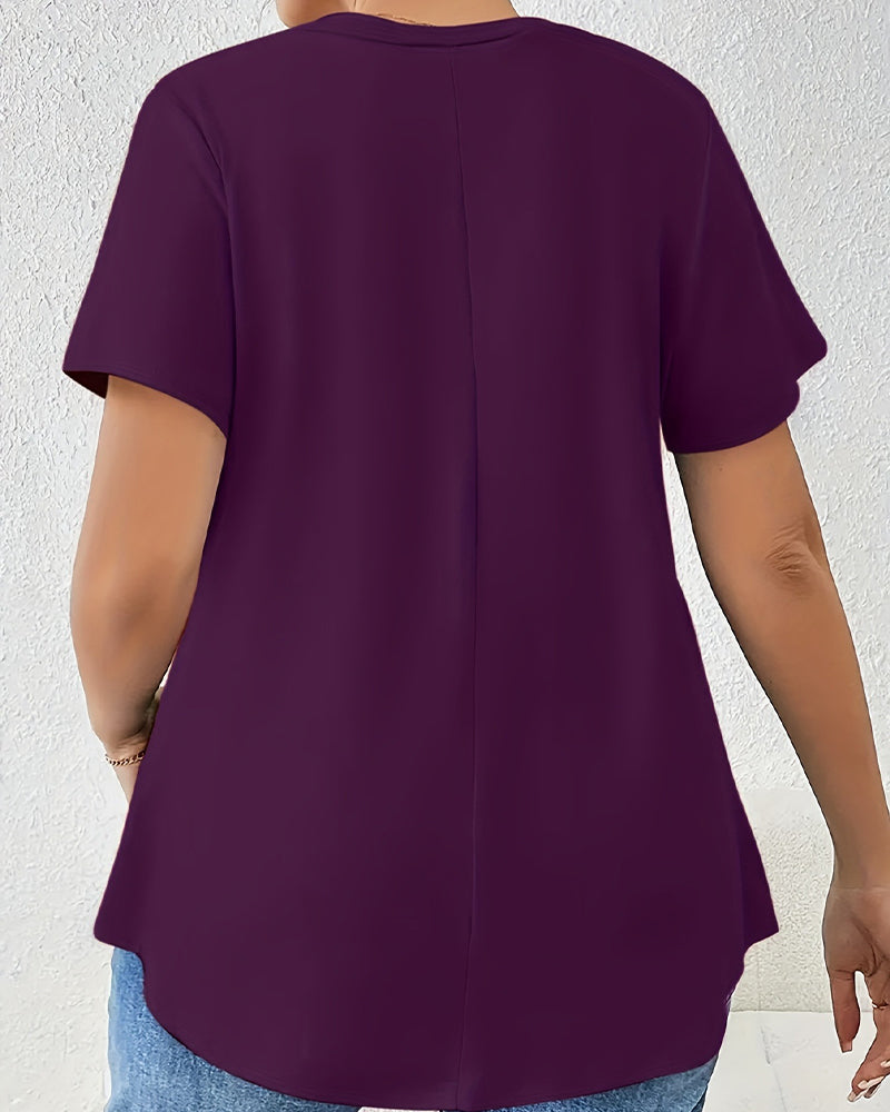 T-Shirt Unie Manches Courtes Bretelle Croisée