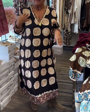 Robe Manches Longues En V Imprimé