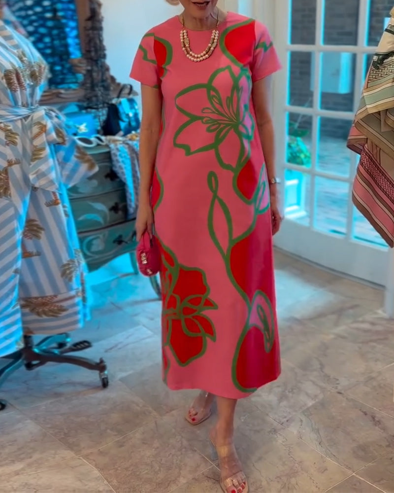 Robe À Bloc De Couleur Imprimé Floral Droite