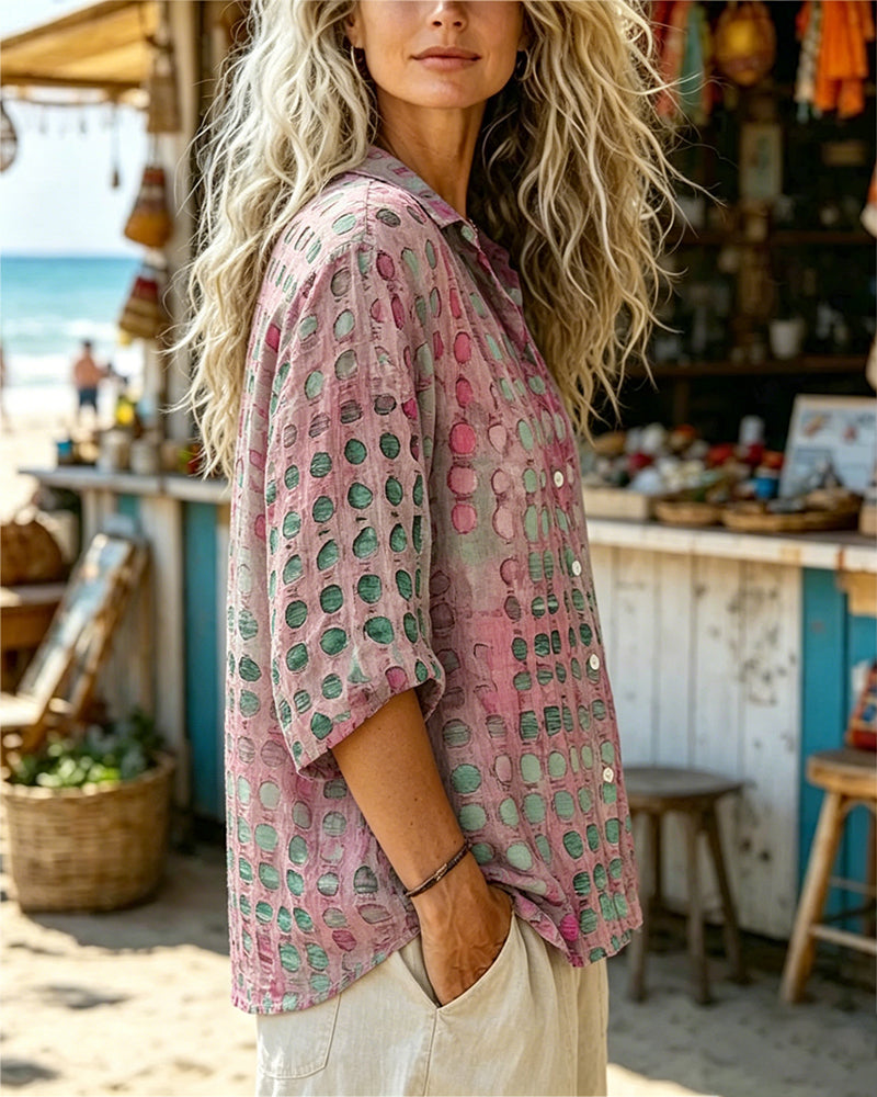 Chemise Dégradé Pois Col Manches Longues