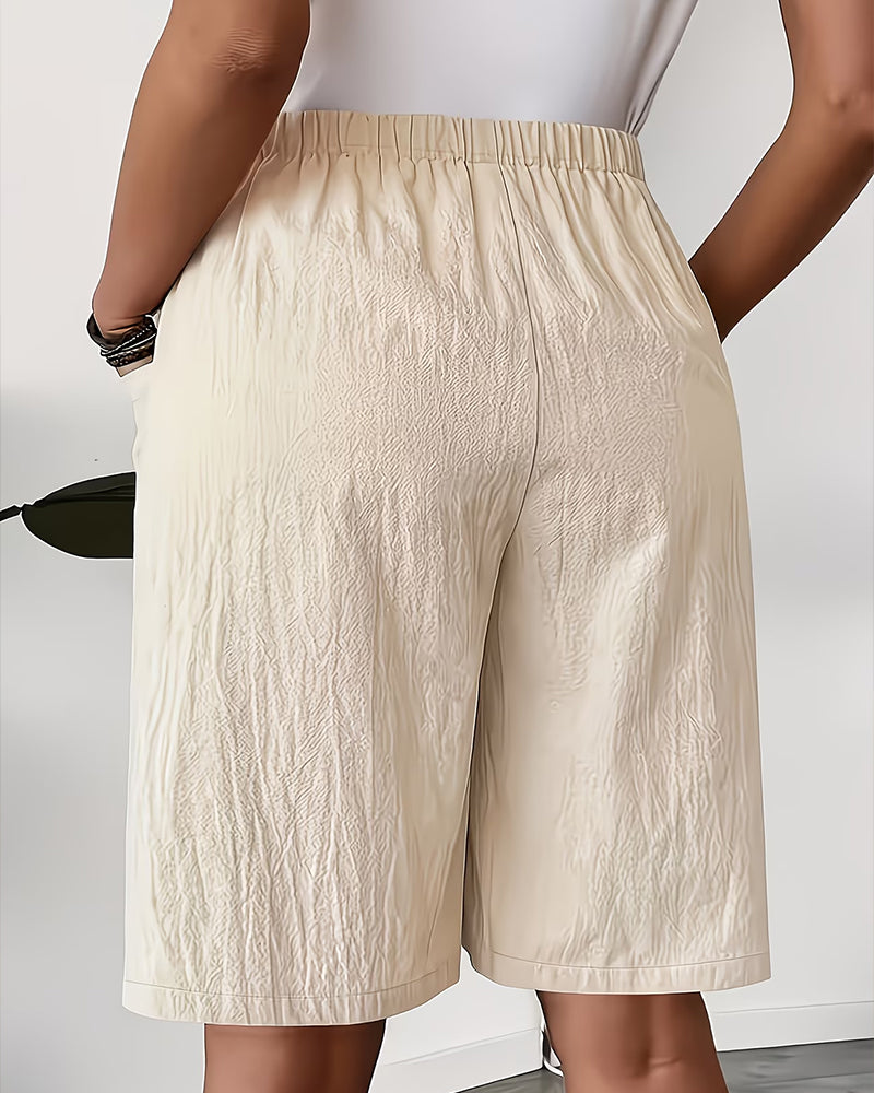 Pantalon Fausse Deux Pièces Fente Jupe Capri Décontracté