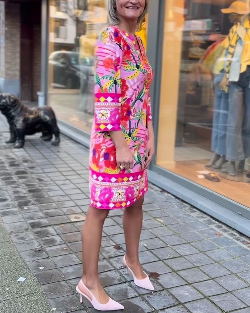 Robe Imprimé Fleuri Droit