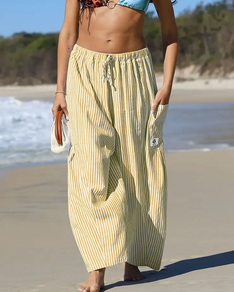 Pantalon Décontracté Imprimé Écossais Coupé