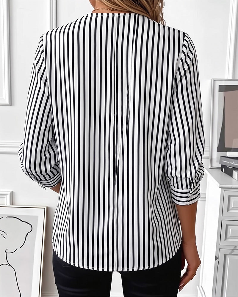 Blouse Rayée Patchwork Fermeture Éclair
