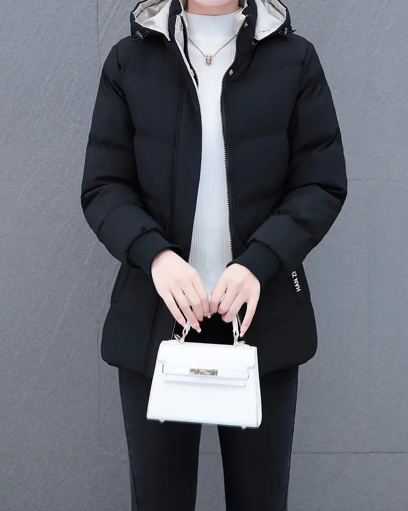 Veste décontractée couleur unie chaude à capuche