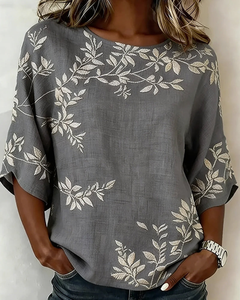 Blouse Col Rond Manches Chauve Souris Rayée